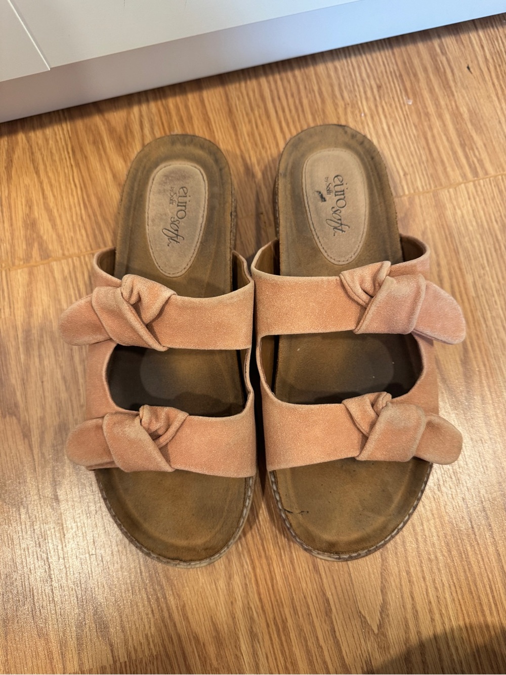 Women's Pink Suede Double-Knot Slide Sandals size 10